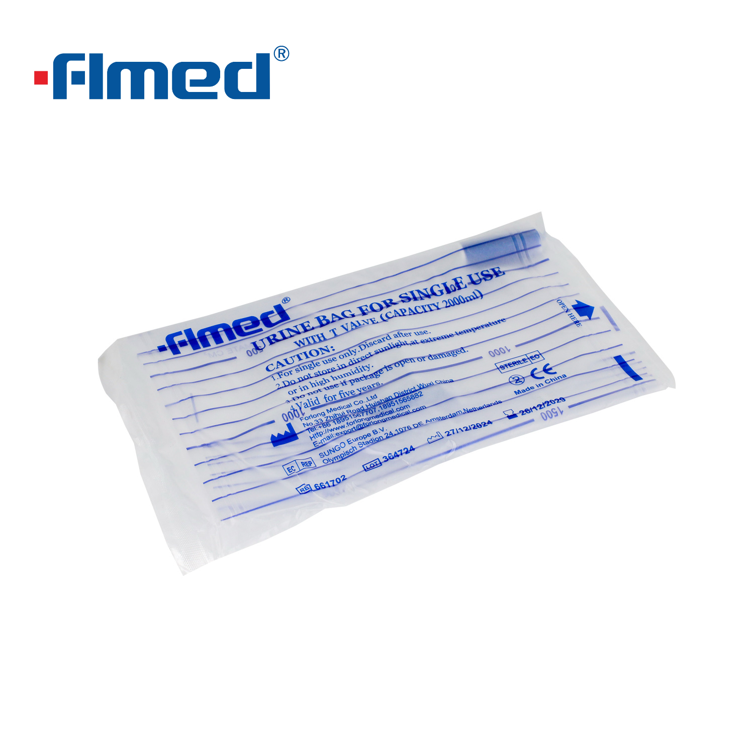 Economic Urine Bag 2000ml with Outlet Pull-push Valve