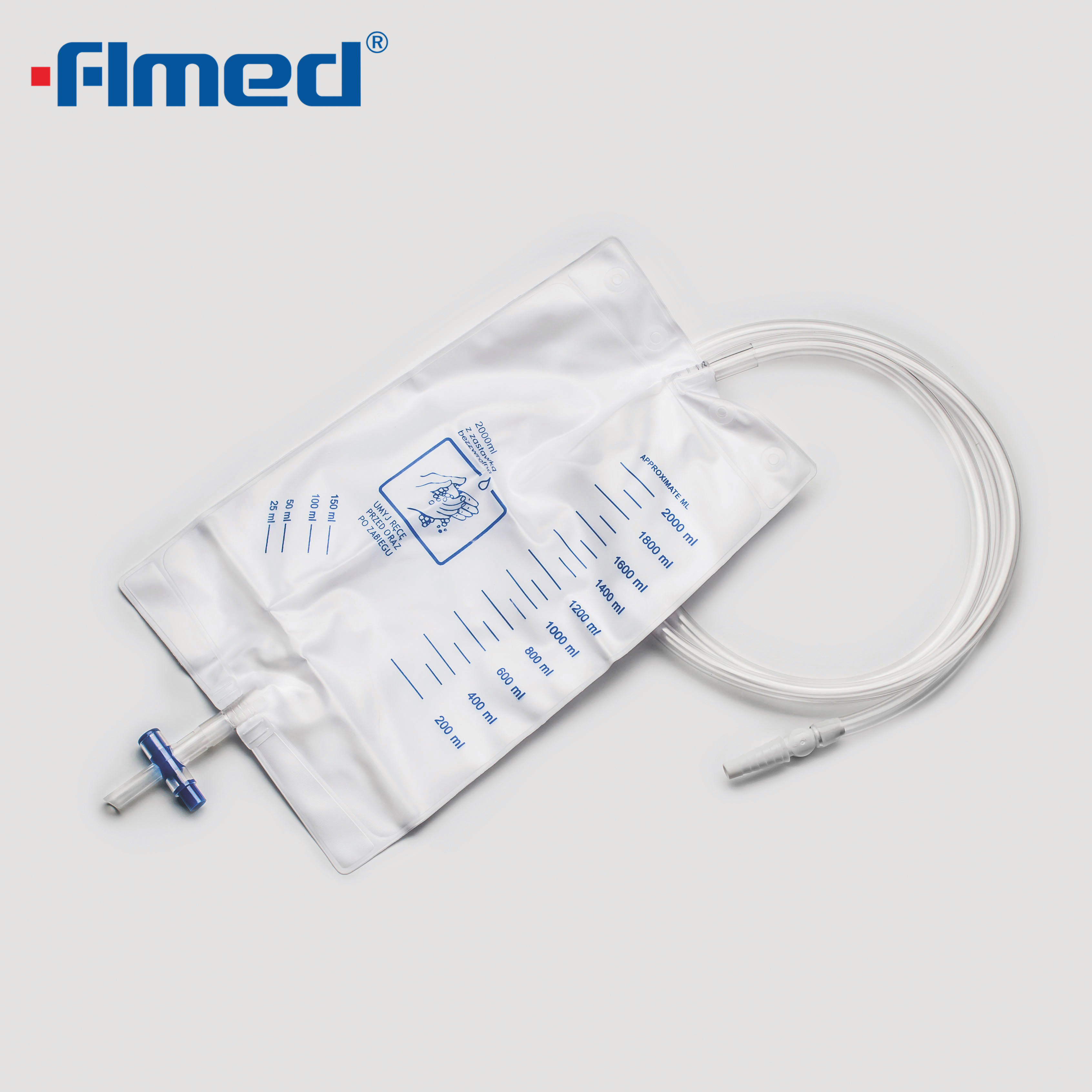 Medical Urinary Drainage Bag with Anti Reflux Device 2000Ml