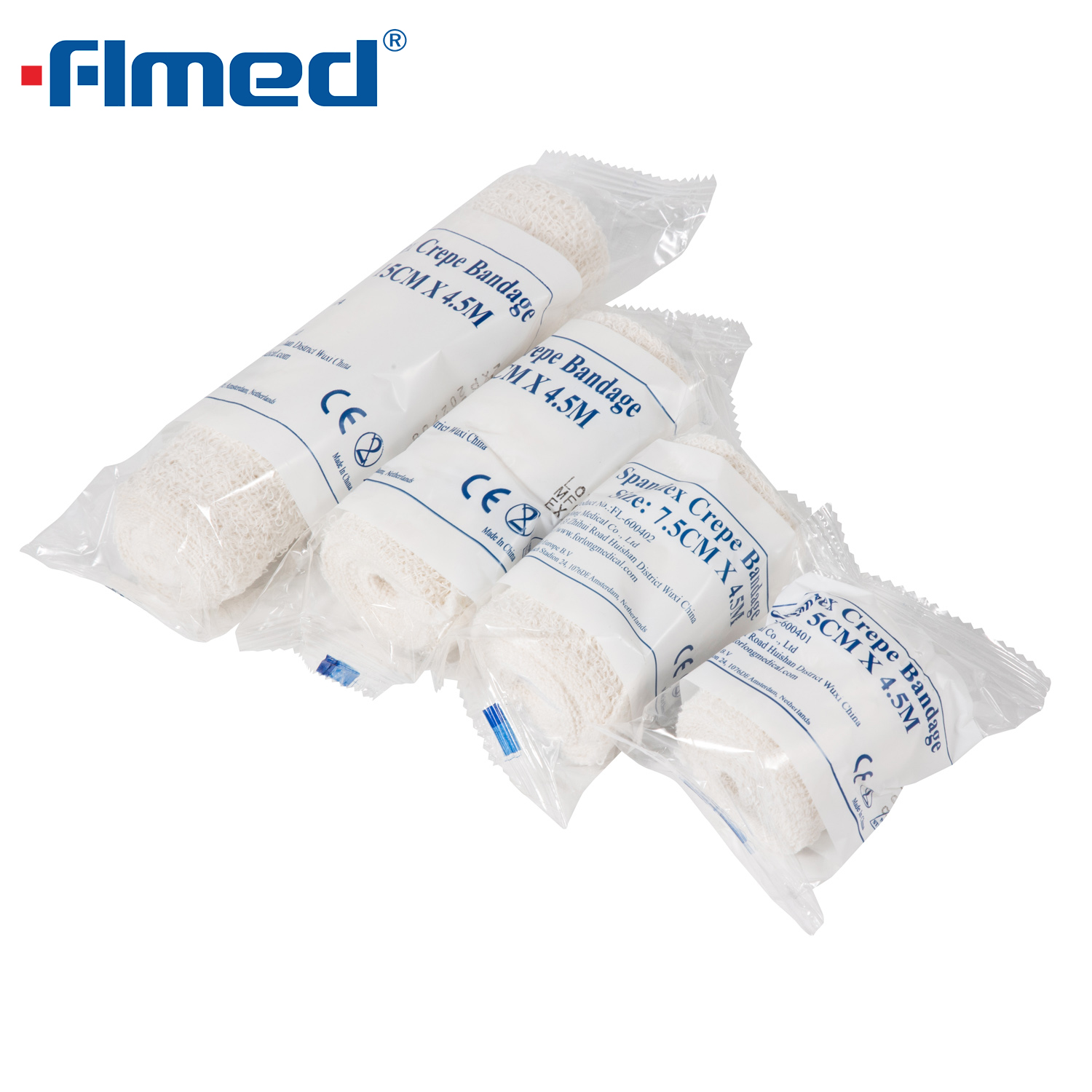 Soft Breathable And Comfortable Cotton And Spandex Crepe Bandage for Fixing Wounds Plain Bandage Elastic Bandage Clips