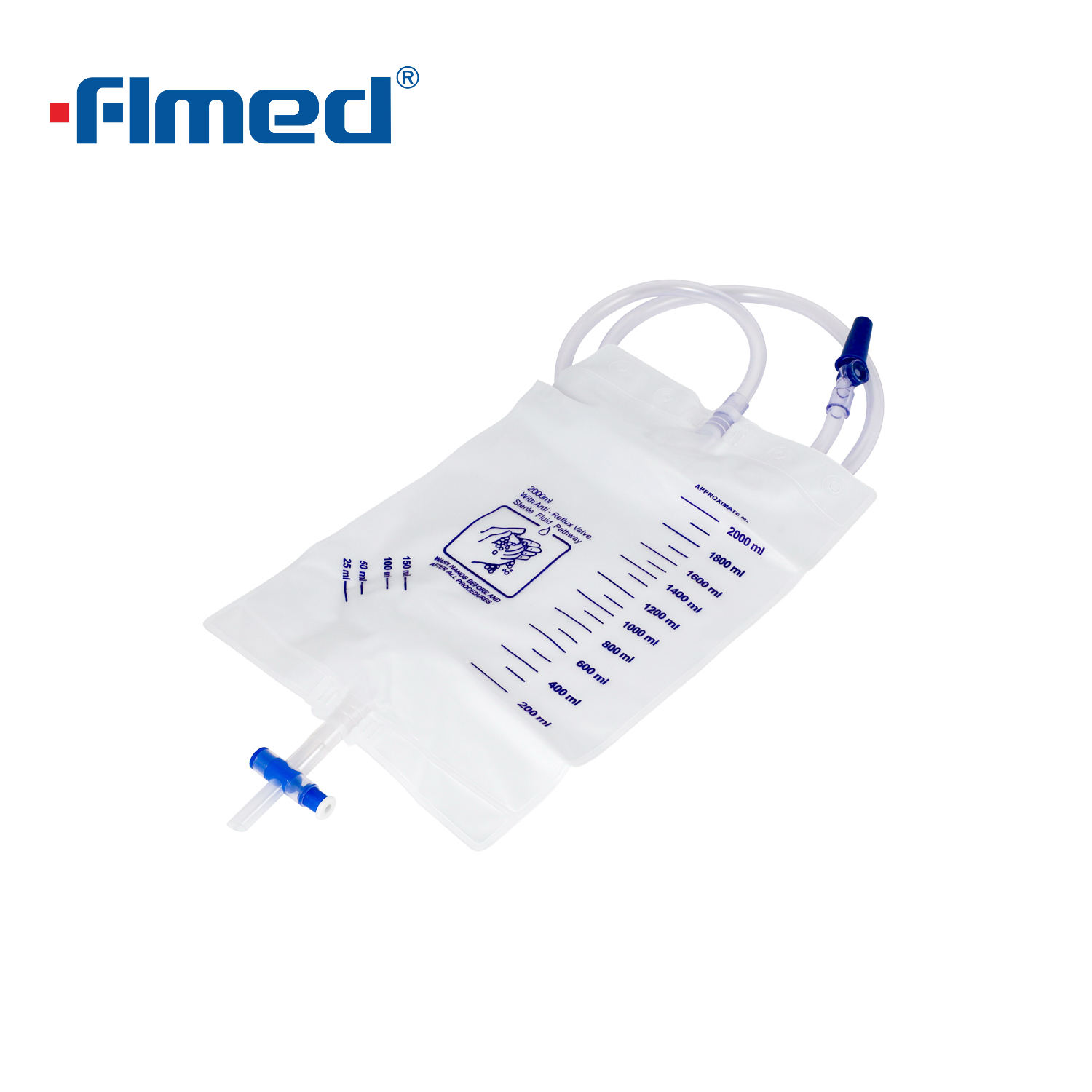 Medical Urinary Drainage Bag with Anti Reflux Device 2000Ml